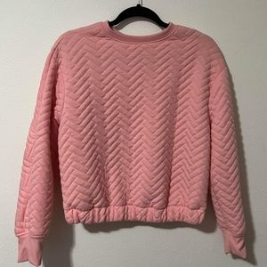 A New Day Pink Quilted Crewneck Long Sleeve Sweater Size XS